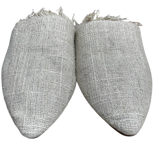 Vici Gray Tweed Fringe Mules Slip On Pointed Toe Flats Size 8.5 - Picture 2 of 8